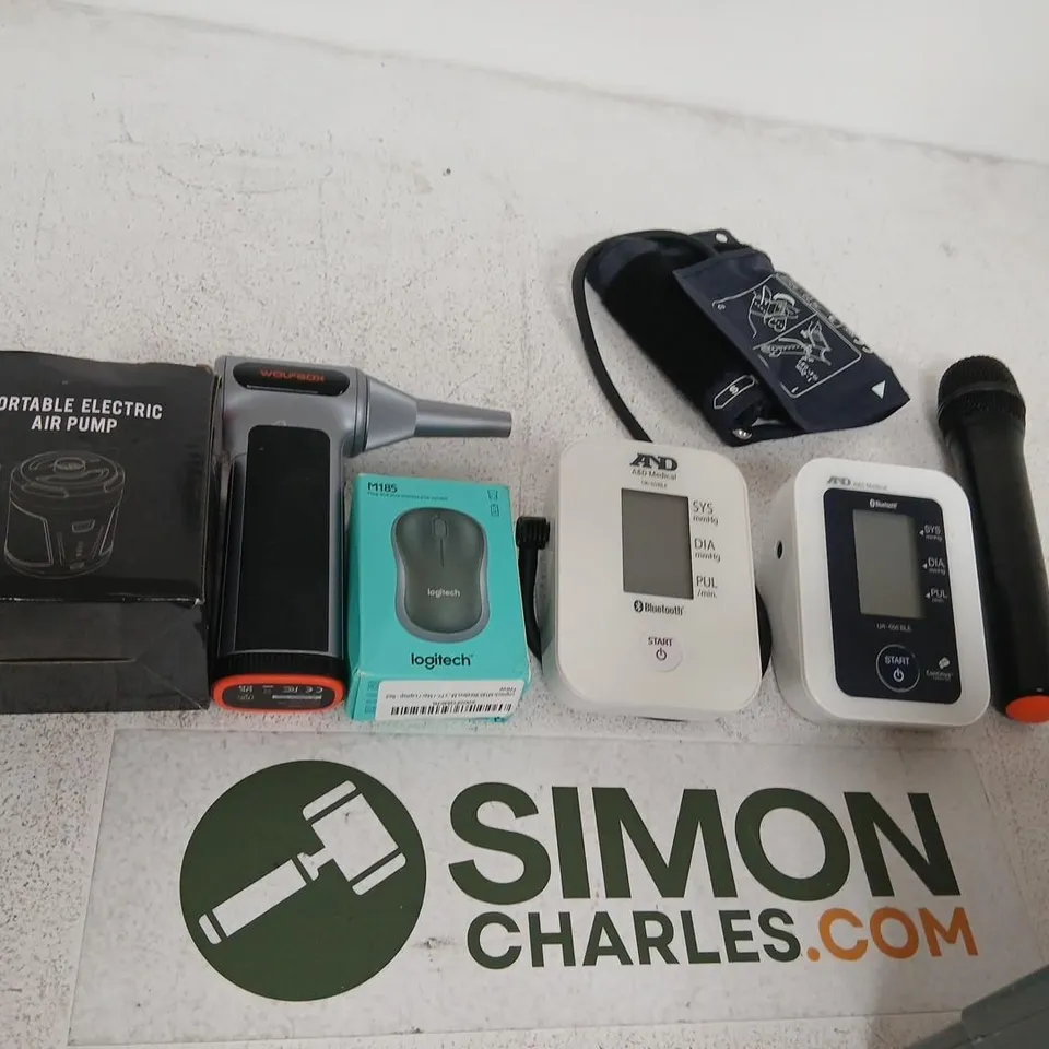 ASSORTED HOMEWARE AND ELECTRICAL PRODUCTS TO INCLUDE; – BLOOD PRESSURE MONITOR, AIR PUMP AND ACCESSORIES