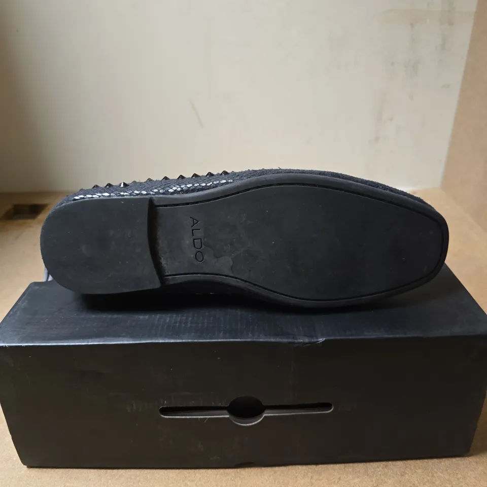 ALDO WOMEN'S BLACK STUDDED LOAFERS – UK 11