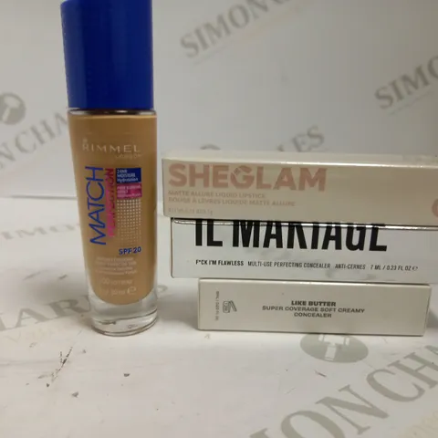LOT OF APPROX 4 TO INCLUDE RIMMEL LONDON FOUNDATION , CONCEALER , ETC