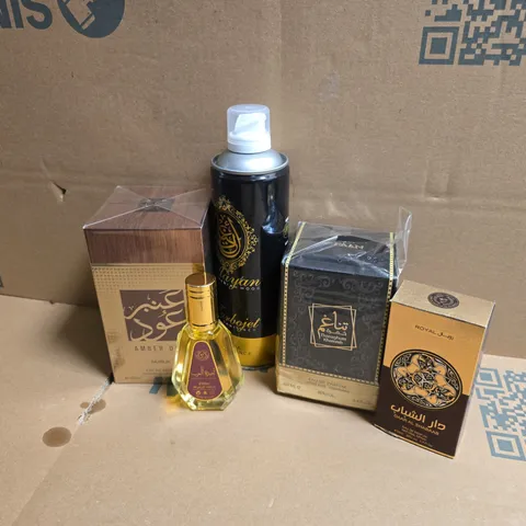 APPROXIMATELY 12 ASSORTED BOXED FRAGRANCES TO INCLUDE ROYAL DAAR AL SHABAAB EAU DE PARFUM, THANAGHUM KHAMRAH, AMEERAT AL ARAB, ETC - COLLECTION ONLY