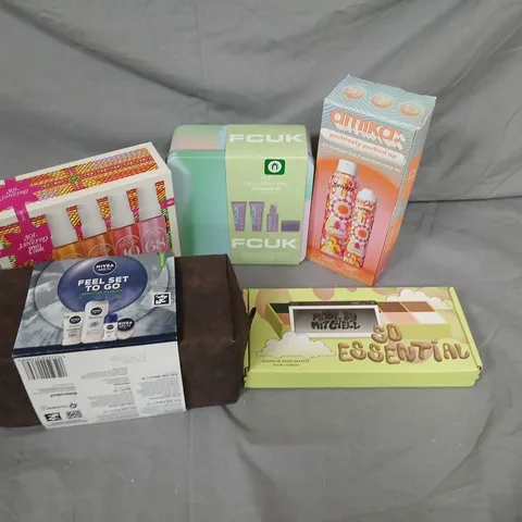 FIVE ASSORTED COSMETIC GIFT SETS TO INCLUDE; NIVEA, MADE BY MITCHELL, AMIKA, FCUK AND SOL DE JANIERO