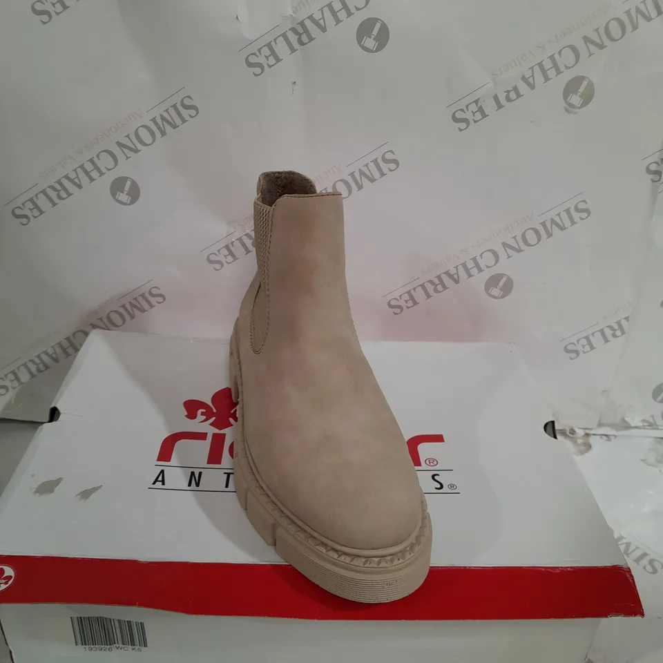 BOXED RIEKER CHUNKY ANKLE BOOTS, OFF WHITE - SIZE 5