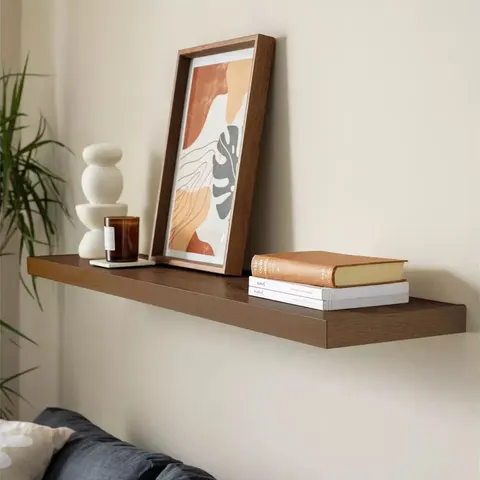 BOXED ARGOS HOME JAK 120CM FLOATING SHELF - WALNUT
