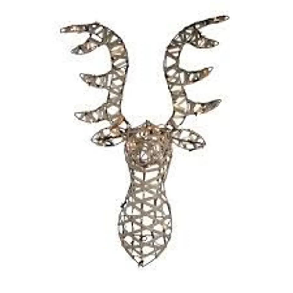 PRE LIT 70CM RATTAN STAG HEAD