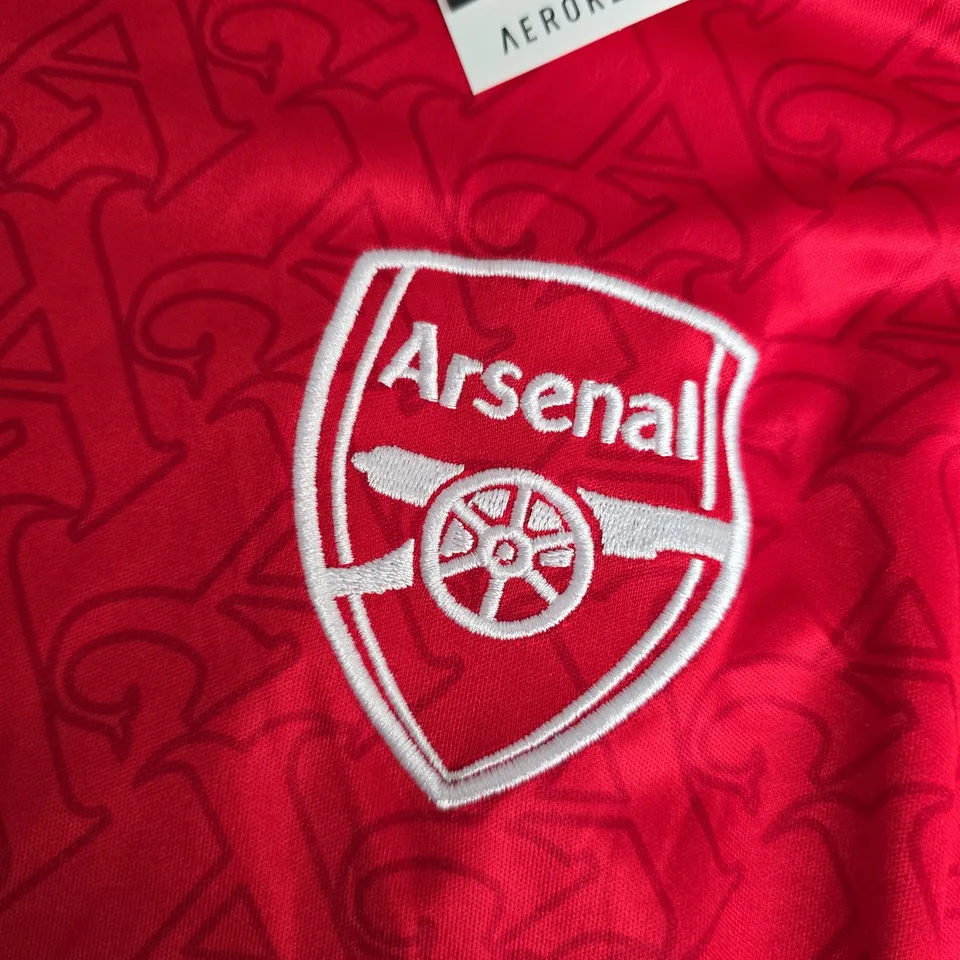 ARSENAL FC ADIDAS JERSEY UK M – RED WITH WHITE SLEEVES, EMIRATES FLY BETTER