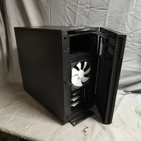 BLACK MID-TOWER PC CASE WITH SIDE PANEL REMOVED - MODEL UNSPECIFIED