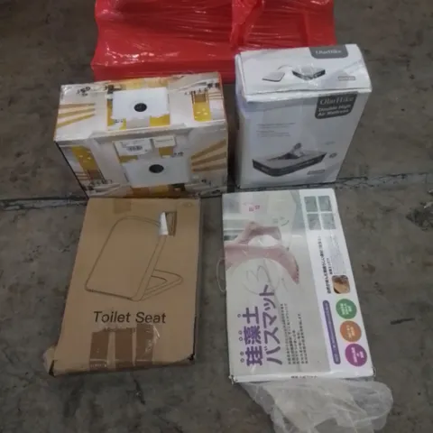 PALLET CONTAINING AN ASSORTMENT OF HOME IMPROVEMENT PRODUCTS. INCLUDES AIR MATTRESS, TOILET SEAT ETC