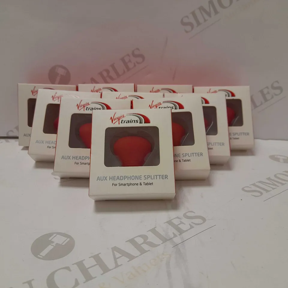 BOX OF APROX 10 VIRGIN TRAINS AUX HEADPHONES SPLITTERS 3.5MM