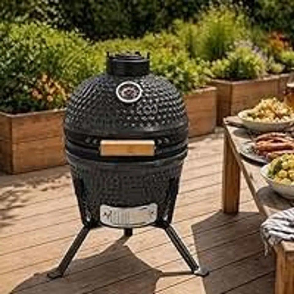 BOXED NEO KAMADO 13" CERAMIC MINI BBQ GRILL - OLIVE