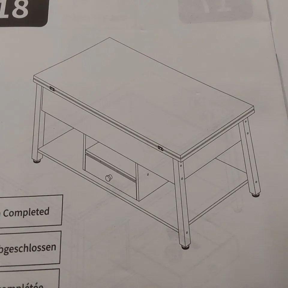 BOXED AFEEZ LIFT TOP COFFEE TABLE WITH STORAGE 