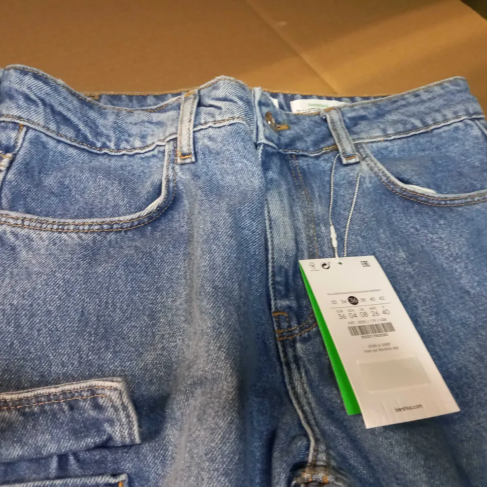 BERSHKA BLUE DENIM/CARGO JEANS - SIZE 8