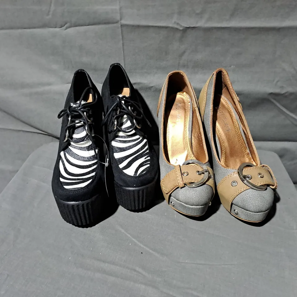 4 BOXED PAIRS OF ASSORTED SHOES TO INCLUDE CASANDRA wedge shoes, DOLI-BERRY platform heels IN SIZES 3, 36