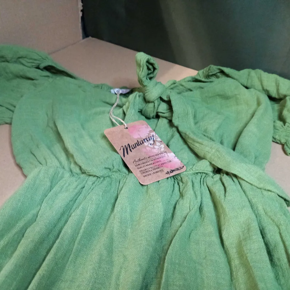 MANTARAY KHAKI TIE FRONT DRESS - SIZE 10