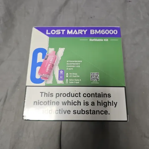 SEALED LOST MARY BM6000 REFILLABLE KIT – STRAWBERRY RASPBERRY CHERRY ICE - 20MG/ML - 5-PACK