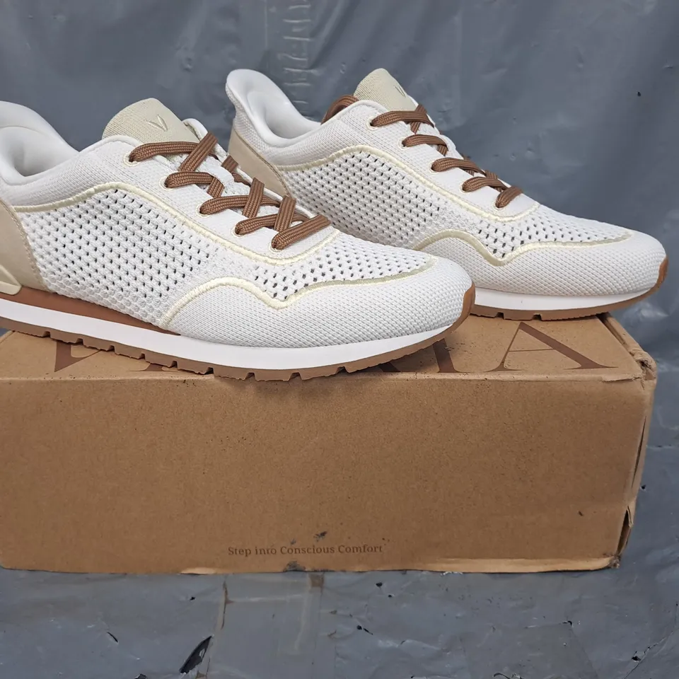 BOXED PAIR OF VIVAIA SHOES IN WHITE/BROWN SIZE EU 40
