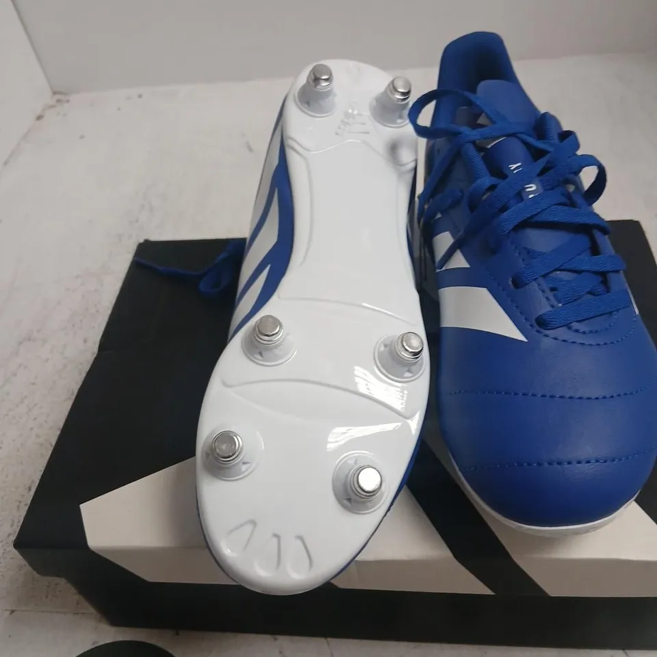ADIDAS RUGBY BOOTS JUNIOR – BLUE, UK 4 (US 4.5) – BOXED