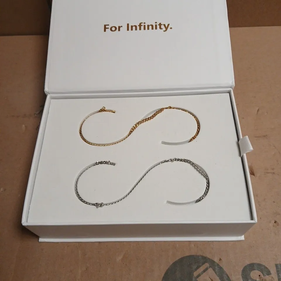 ALLURE JEWELLERY FOR INFINITY BRACELETS – TWO-TONE INFINITY SET IN PRESENTATION BOX (2 ITEM SET)