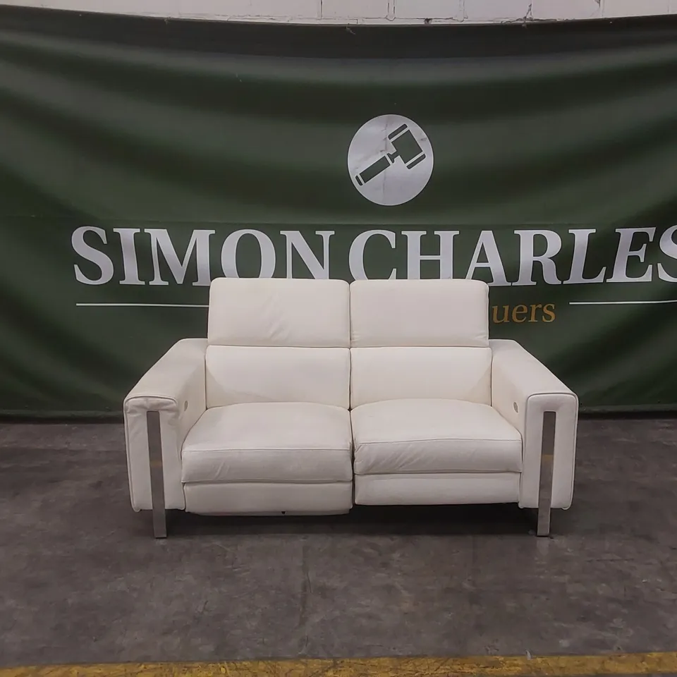 QUALITY DESIGNER ITALIAN MADE ASHLEY 2 SEATER ELECTRIC RECLINER LEATHER SOFA 