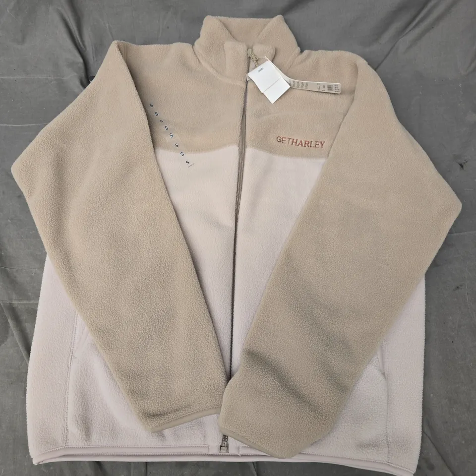UNIQLO FLEECE FULL-ZIP JACKET IN BEIGE - SMALL