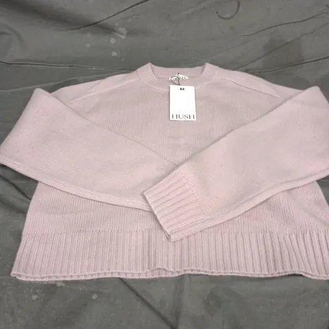 HUSH NINA MERINO WOOL CROPPED JUMPER – BLUSH PINK, XS/S
