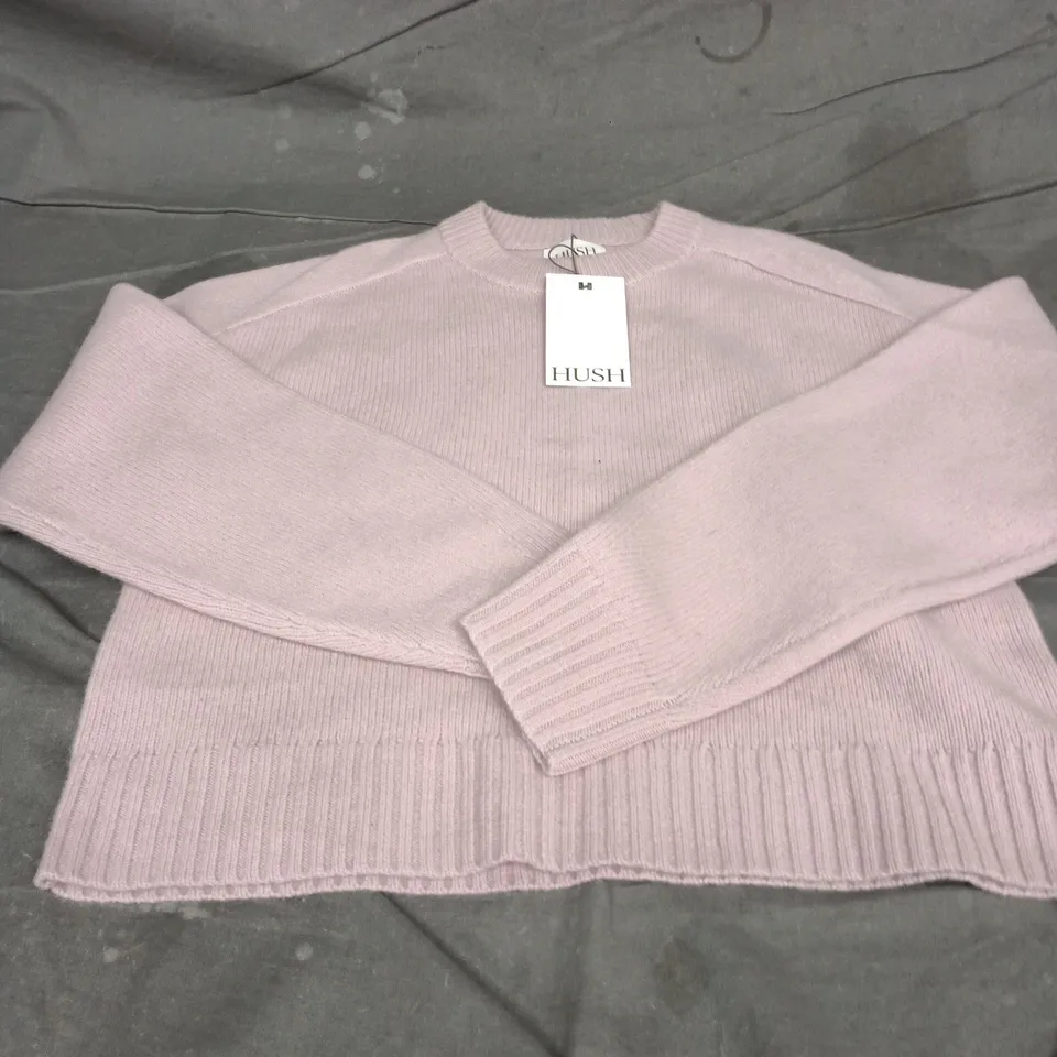HUSH NINA MERINO WOOL CROPPED JUMPER – BLUSH PINK, XS/S