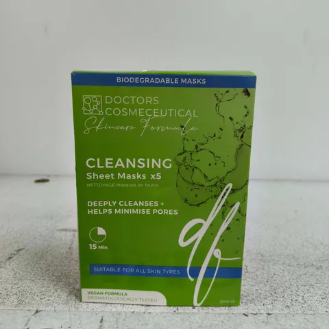 DOCTORS COSMECEUTICAL CLEANSING SHEET MASKS X5 – VEGAN FORMULA, DERMATOLOGICALLY TESTED
