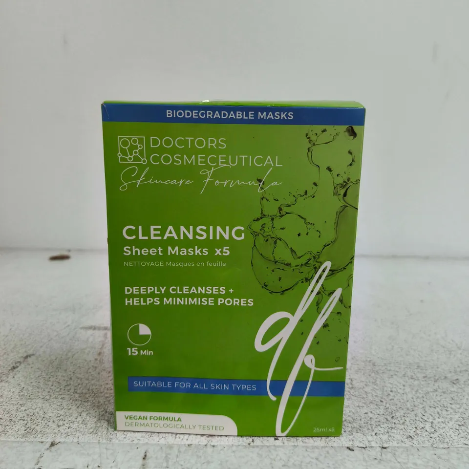 DOCTORS COSMECEUTICAL CLEANSING SHEET MASKS X5 – VEGAN FORMULA, DERMATOLOGICALLY TESTED
