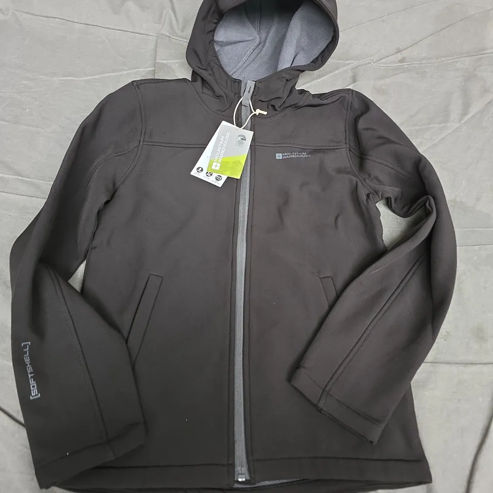 MOUNTAIN WAREHOUSE EXODUS KIDS WATER-RESISTANT SOFTSHELL JACKET, BLACK, UK 11-12 (11-12 YEARS)