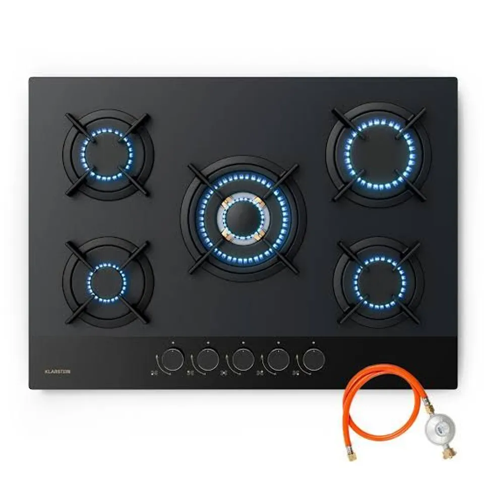 BOXED KLARSTEIN GOLDFLAME NANO GAS HOB 70 CM 5 BRASS BURNERS