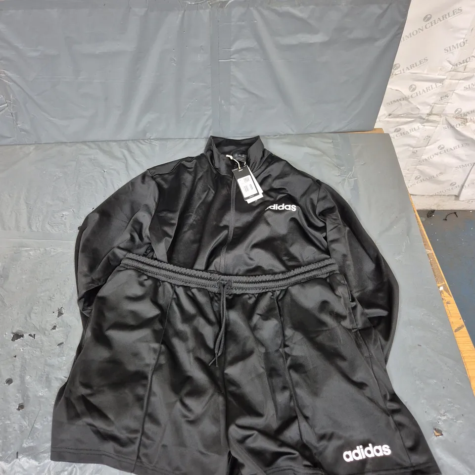 ADIDAS WOMENS ESSENTIALS SHORT AND JACKET SET IN BLACK - 2XL