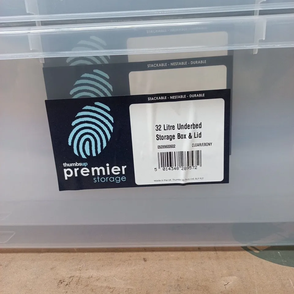 3X PREMIER STORAGE 32-LITRE UNDER-BED STORAGE BOX & LID