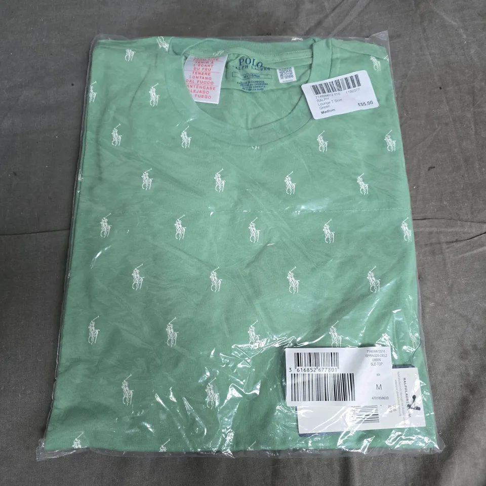 BAGGED POLO RALPH LAUREN LOUNG T-SHIRT IN GREEN - MEDIUM