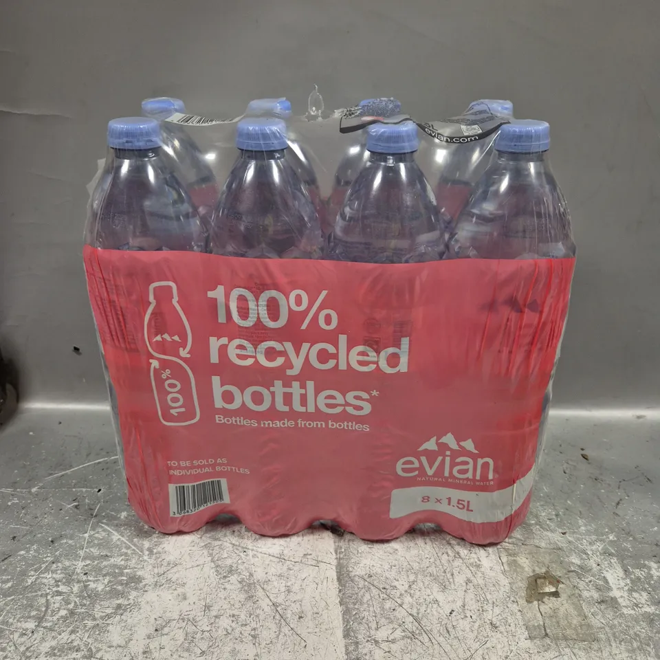 SEALED 8 X EVIAN NATURAL MINERAL WATER - 8 X 1.5L