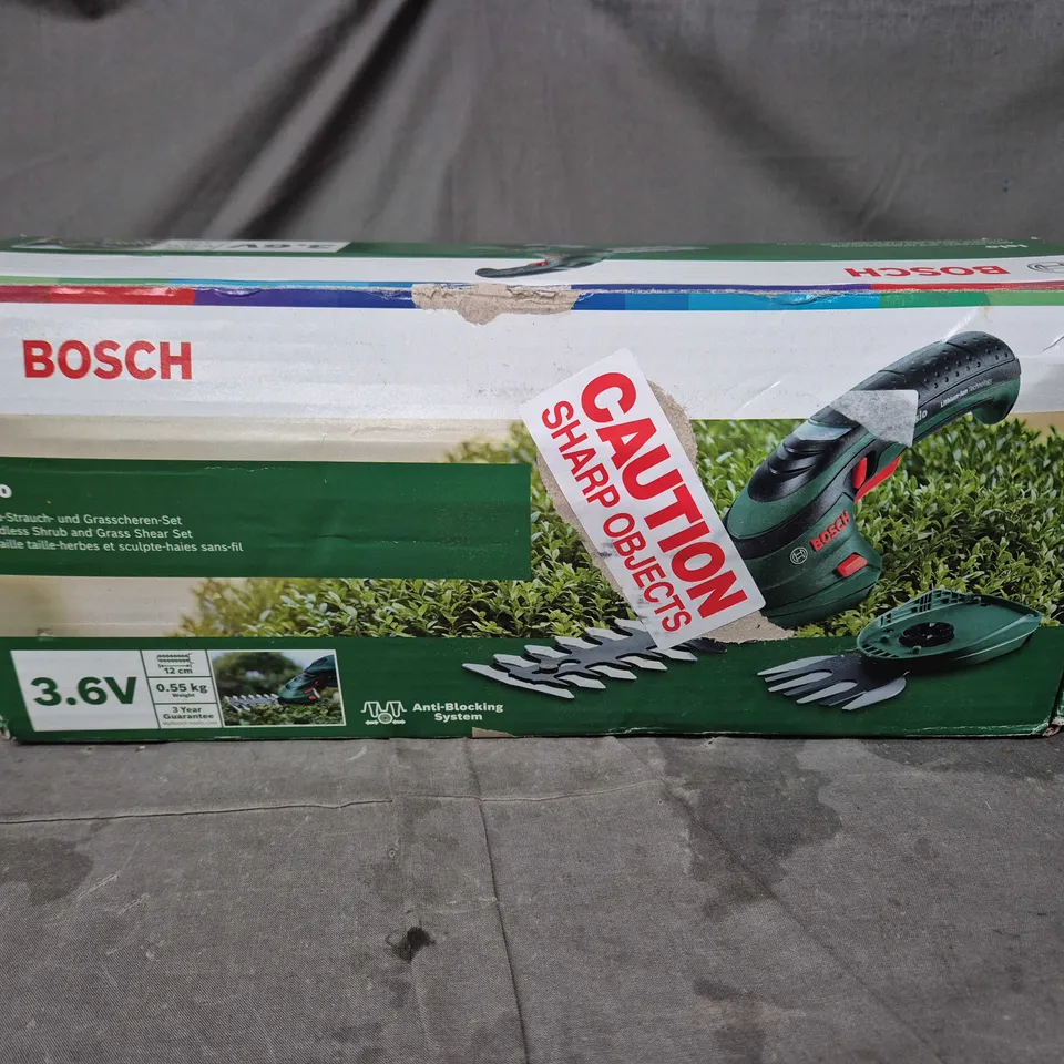 BOSCH ISIO CORDLESS SHRUB & GRASS SHEAR SET – 3.6V (BOXED)