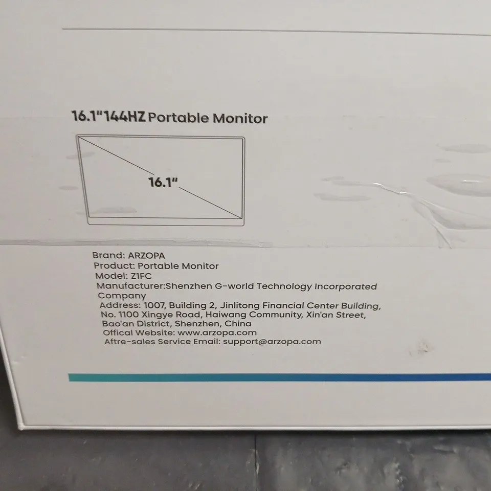 ARZOPA 16.1" PORTABLE MONITOR – MODEL Z1FC (BOXED)