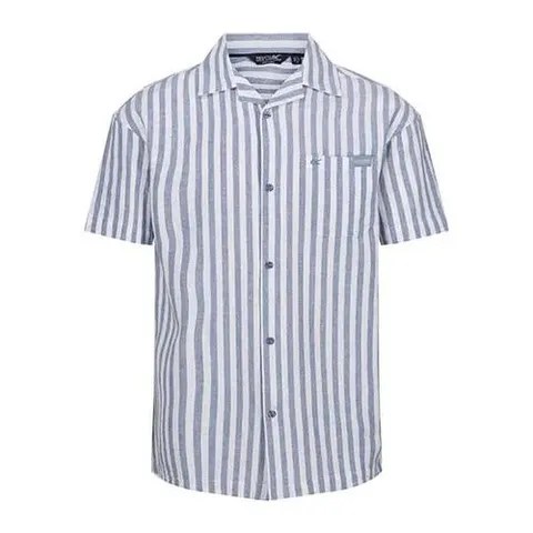 BRAND NEW REGATTA MENS SHOREBAY SHORT SLEEVE SHIRT BLUE WHITE STRIPE XL