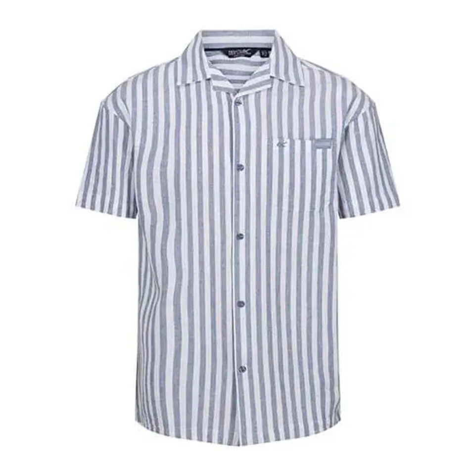BRAND NEW REGATTA MENS SHOREBAY SHORT SLEEVE SHIRT BLUE WHITE STRIPE XL