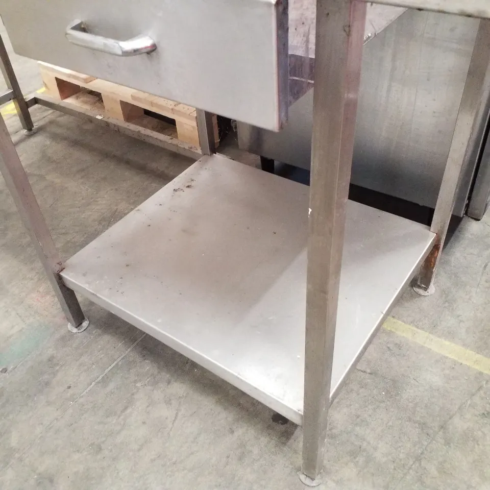 STAINLESS STEEL WALL BENCH C/W INSET BOWL AND DRAWER