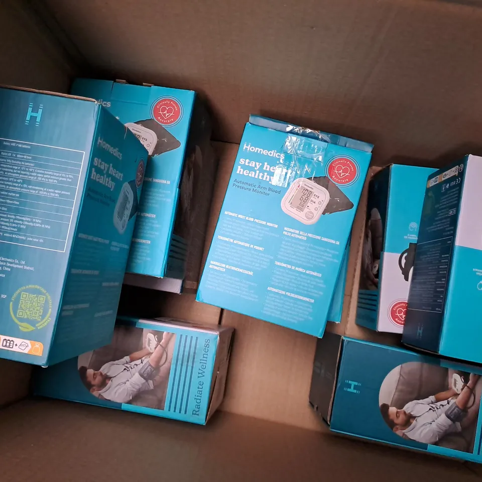 APPROXIMATELY 10 BOXED HOMEDICS AUTOMATIC ARM BLOOD PRESSURE MONITOR 