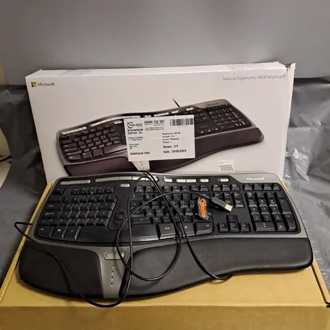 BOXED MICROSOFT NATURAL ERGONOMIC 4000 KEYBOARD IN BLACK/GREY