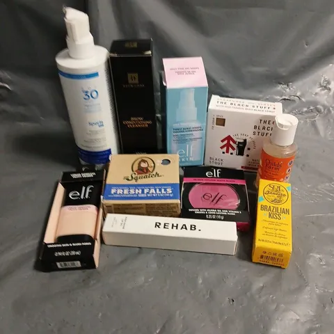 APPROXIMATELY 20 ASSORTED HEALTH & BEAUTY PRODUCTS TO INCLUDE SOL DE JANEIRO LIP BUTTER, ELF JUCY PINK GEL DROPS, BROW CODE CONDITIONING CLEANSER, ETC