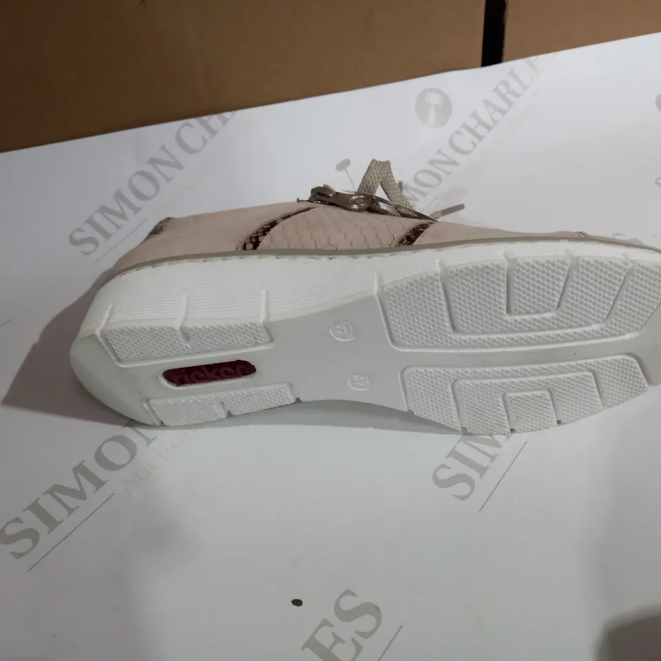 PAIR OF REIKER BEIGE TRAINER WEDGES - SIZE 4