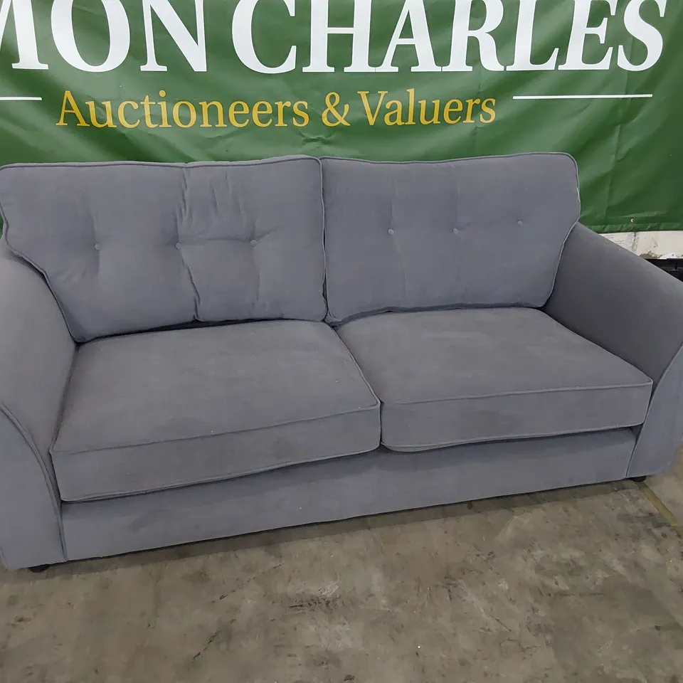 QUALITY BRITISH DESIGNER LOUNGE Co. THREE SEATER SOFA GREY PLUSH FABRIC 
