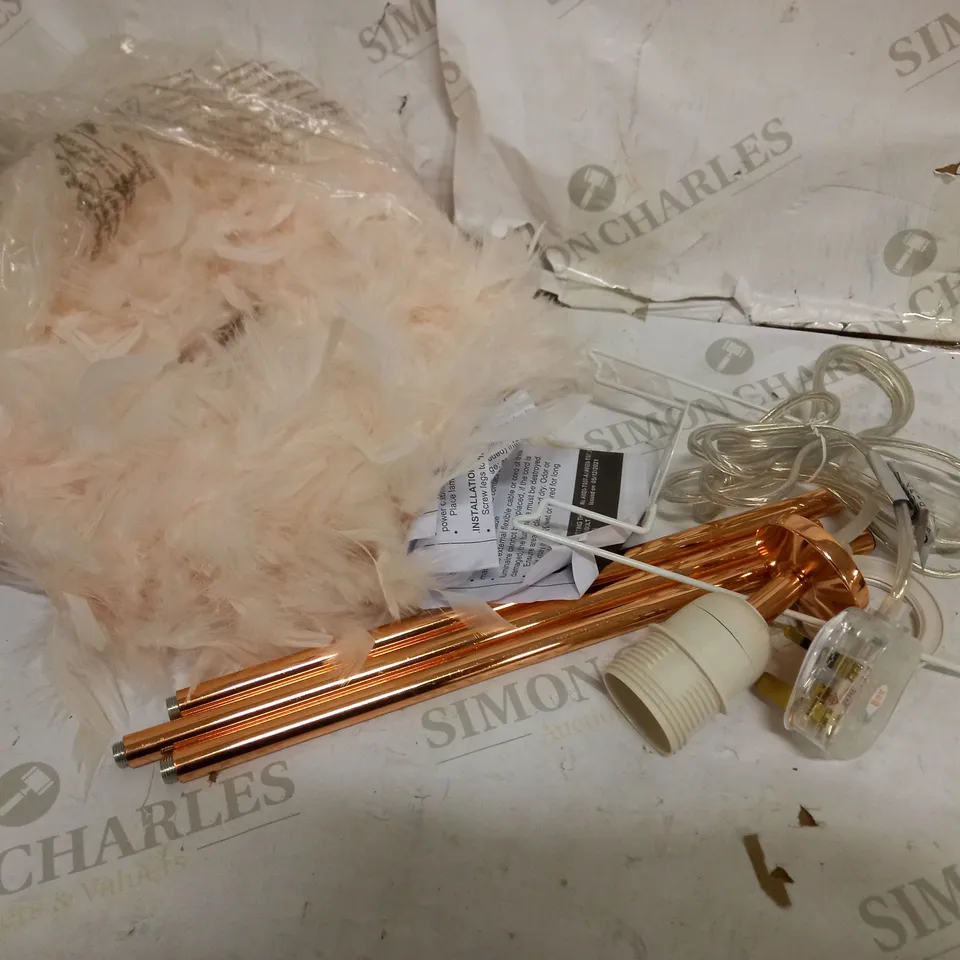 ELLIE TABLE LAMP FEATHER SHADE BLUSH RRP £42