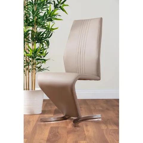 BOXED PAIR FAUX LEATHER CHROME LEGS DINING CHAIR WHITE (SET OF 2 IN 1 BOX)