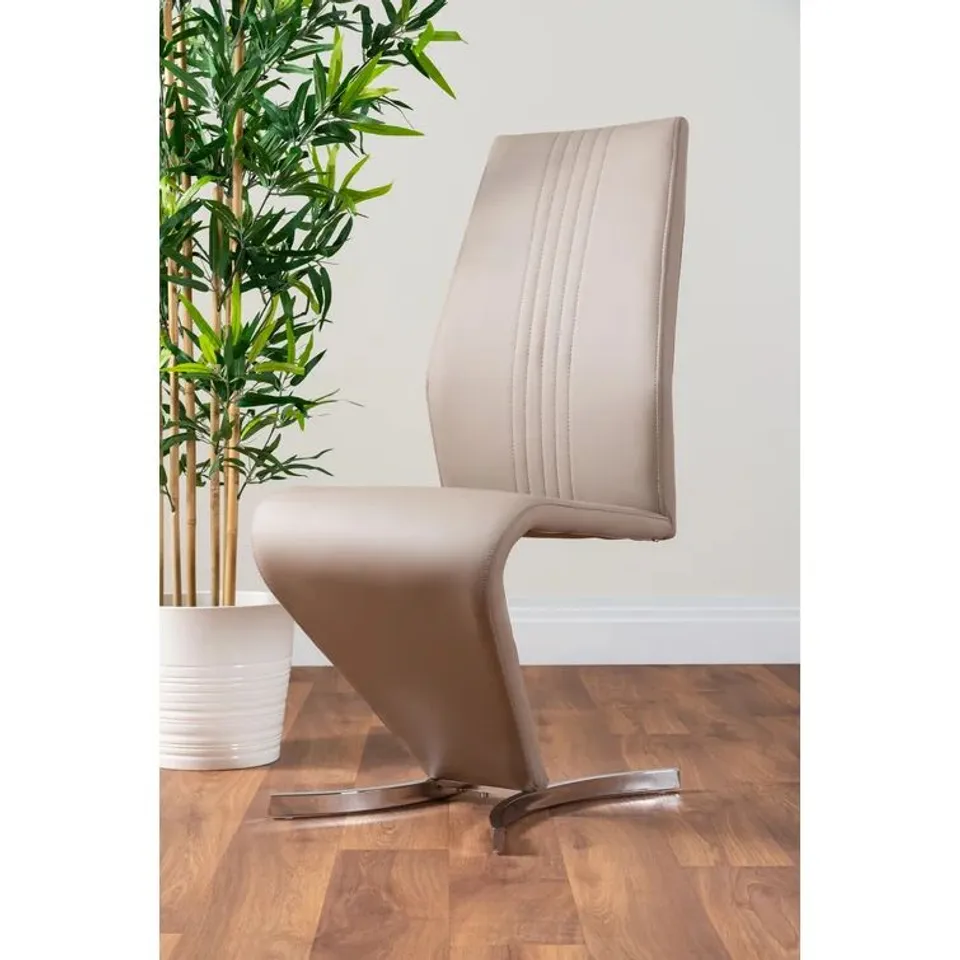 BOXED PAIR FAUX LEATHER CHROME LEGS DINING CHAIR WHITE (SET OF 2 IN 1 BOX)