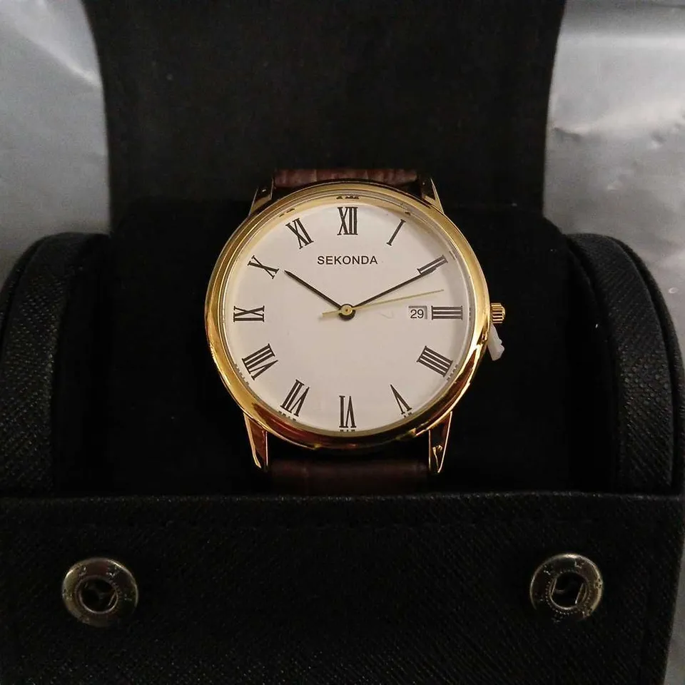 SEKONDA LEATHER STRAP WHITE FACE WATCH