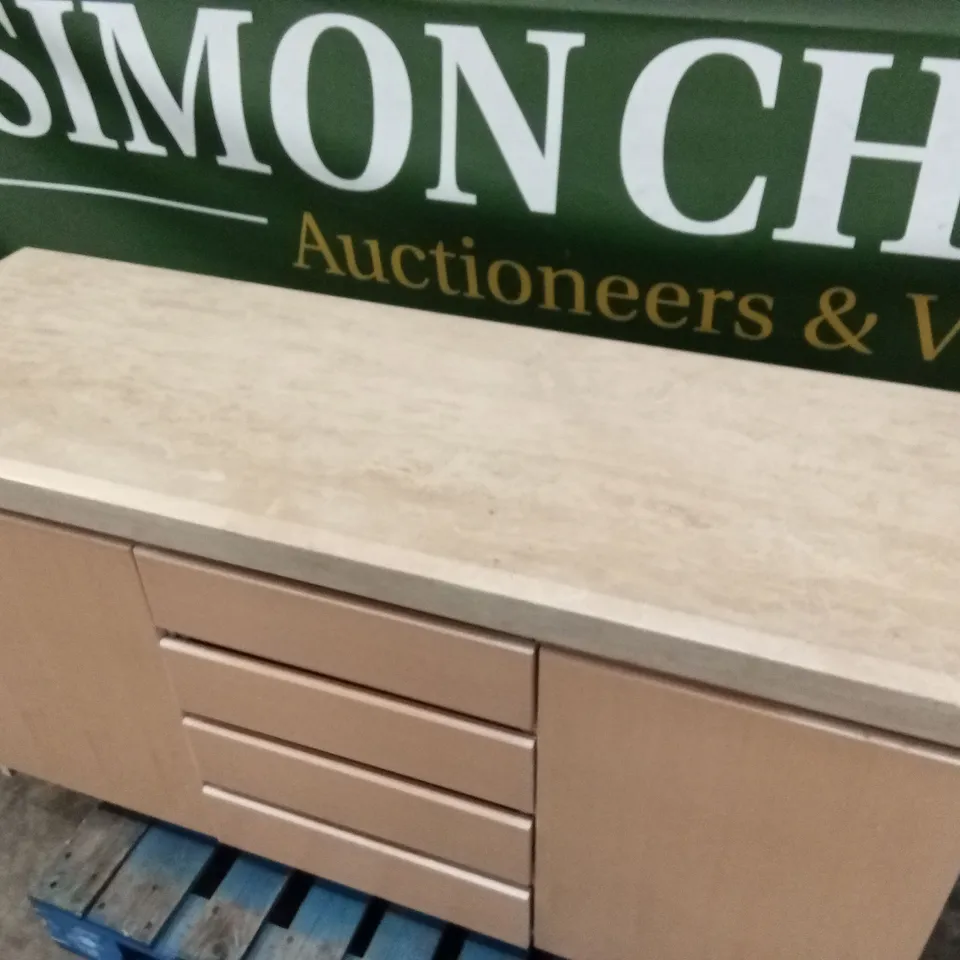 DESIGNER 2-DOOR 4-DRAWER SIDEBOARD WITH STONE EFFECT TOP