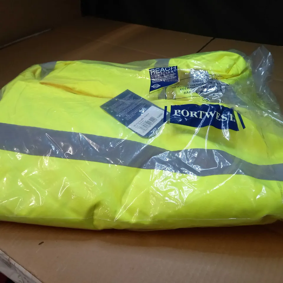 PORTWEST HI-VIS YELLOW TRAFFIC JACKET - XS