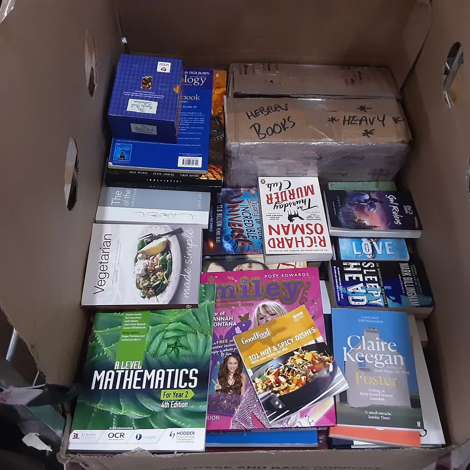 CAGE OF ASSORTED BOOKS TO INCLUDE TITLES BY SUZANNE COLLINS, JOHN STEINBECK, J.R.R TOLKIEN, BRYAN CRANSTON, GRETA THUNBERG, SARA SHERIDAN   
